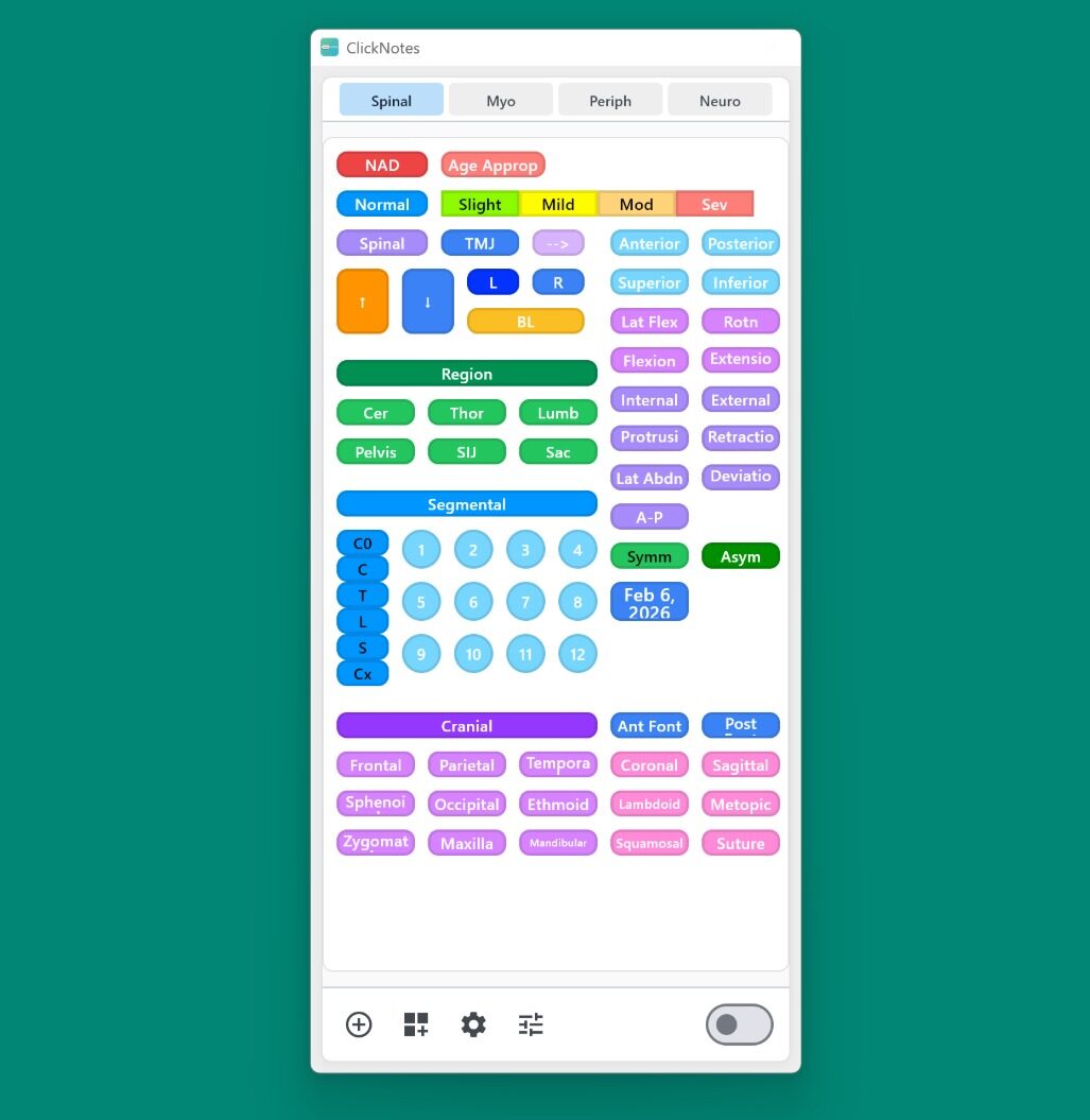 ClickNotes Main Layout Overview (Windows)